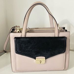 Kate Spade Sayra Hyde Calf Hair Crossbody Satchel in Black/Tan